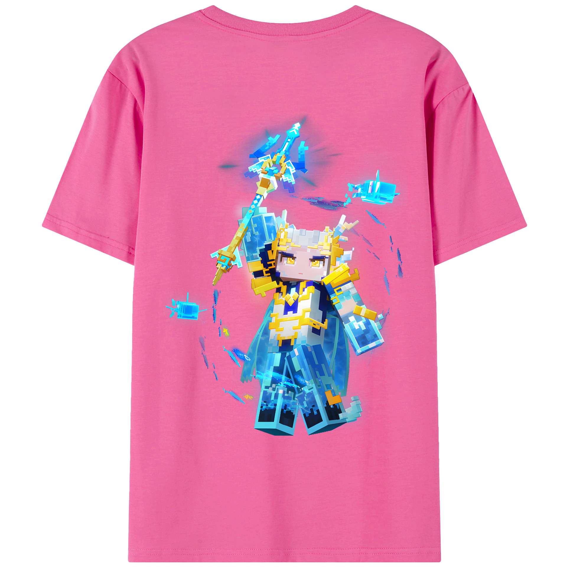 （画像用） マインクラフト ブロックの世界 Minecraft MC Block world レディース半袖Tシャツ(バックプリント)